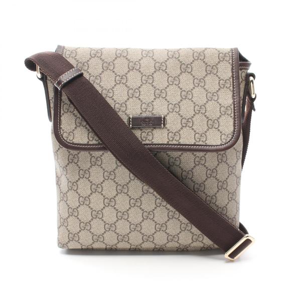 Gucci GG Supreme Shoulder Bag Canvas Leather Beige Brown - Picture 1 of 7